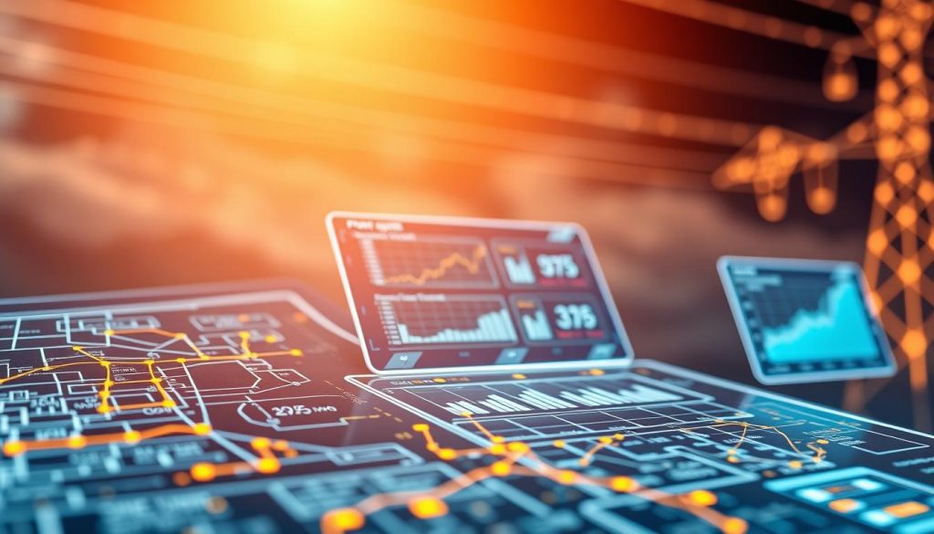 A close-up view of a set of intertwined power grid tariff options, represented by intricate, glowing wireframe diagrams. The foreground features a detailed blueprint-style layout of the various tariff structures, with color-coded sections and annotations hinting at the technical complexities involved. In the middle ground, a sleek, minimalist interface displays interactive charts and graphs, showcasing the nuanced data underlying the tariff system. The background is shrouded in a soft, ambient glow, creating a sense of depth and emphasizing the technical, almost futuristic nature of the subject matter. The overall atmosphere is one of precision, sophistication, and the careful balancing of complex energy policies.