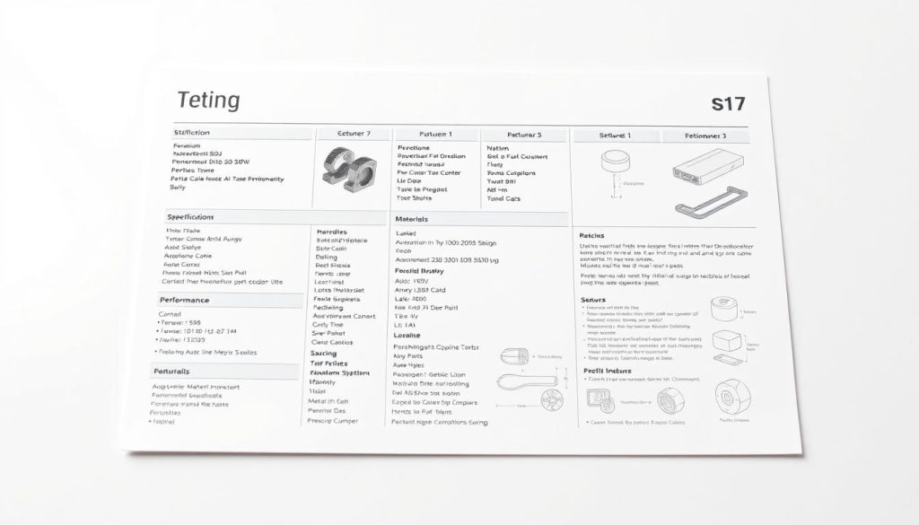 A detailed technical datasheet showcasing the key specifications and features of the s17 product. The datasheet is presented on a clean, minimalist background, with a sleek, modern design aesthetic. The information is displayed in a clear, organized manner, with emphasis on the most important technical characteristics such as dimensions, materials, and performance metrics. The lighting is soft and even, highlighting the crisp typography and precise, technical illustrations. The overall mood is professional, informative, and visually appealing, serving as an effective visual aid to complement the article's technical section.