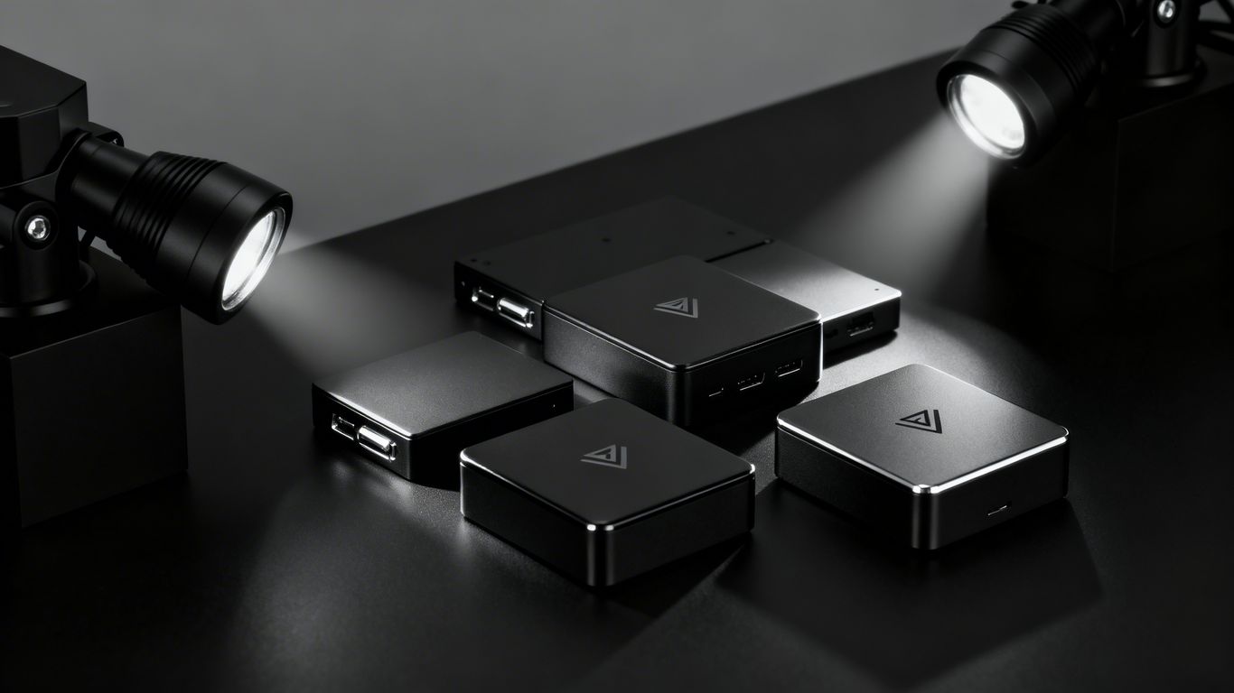 Modules électroniques noirs élégants et modernes.