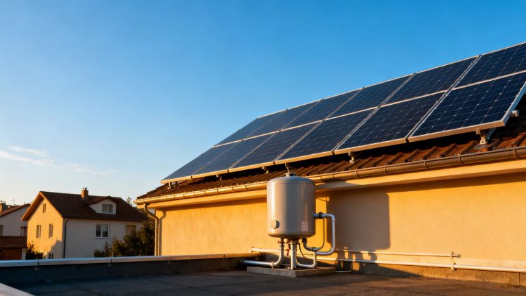 Panneaux solaires sur un toit pour chauffer l'eau