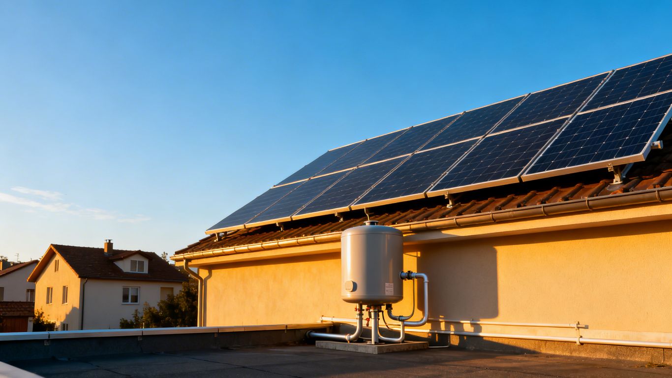 Panneaux solaires sur un toit pour chauffer l'eau