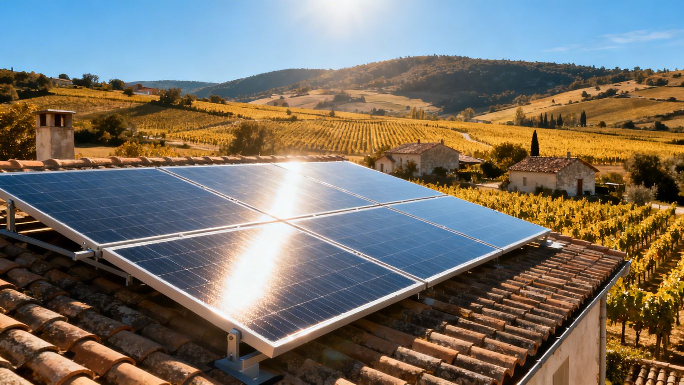 Panneaux solaires sur un toit en France