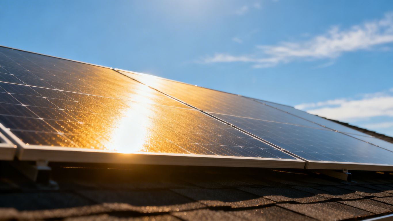 Panneau solaire sur un toit sous le soleil.